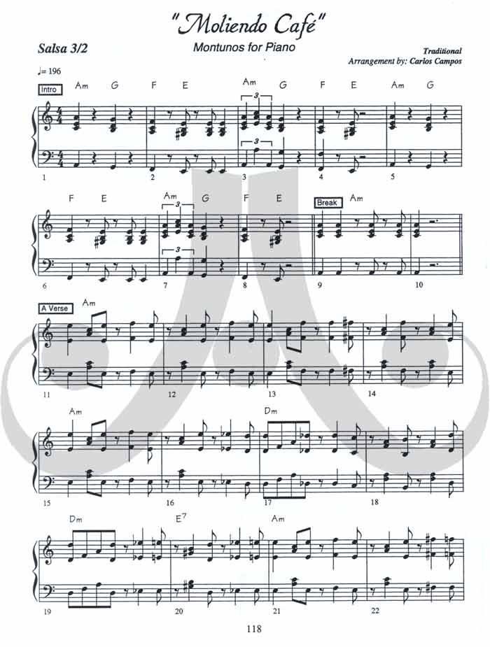 Salsa And Afro Cuban Montunos For Piano Pdf Sheet